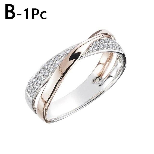 Модные классические обручальные кольца для женщин, модное двухцветное кольцо с крестом в форме буквы X, ослепительное кольцо с фианитами, женское обручальное ювелирное изделие, подарки