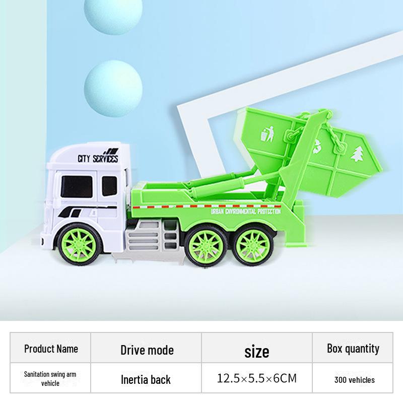 Boys' Sanitation & Fire Truck Toy Set: Inertia-Powered Garbage & Engineering Vehicles