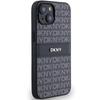 Dkny Leather Mono Stripe & Metal Logo Case For Iphone 15 Plus / 14 Plus - Black