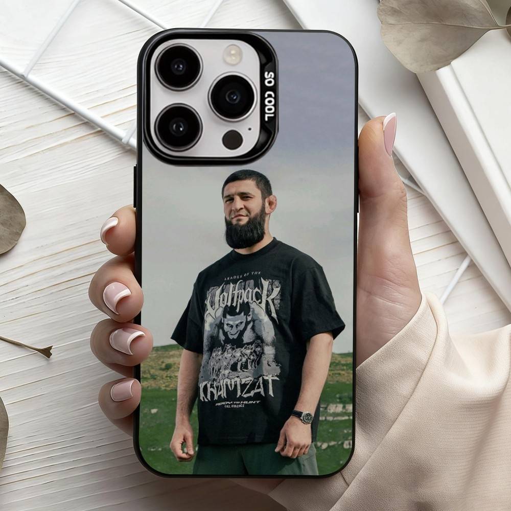 Чехол для телефона K-Khamzat C-Chimaev-v для iPhone17,16,15,14,13,12,11 Plus,Pro Max Конфетный Серебряный Покрытие Внутренняя Крышка