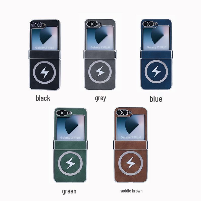 Магнитный чехол для телефона с текстурой кожи для Samsung Z-Flip7/Z-Flip6