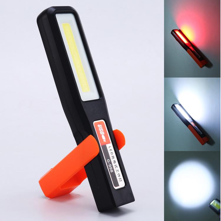 USB Rechargeable COB Work Light with Magnet - Waterproof LED Inspection and Emergency Light for Camping and Car Repair