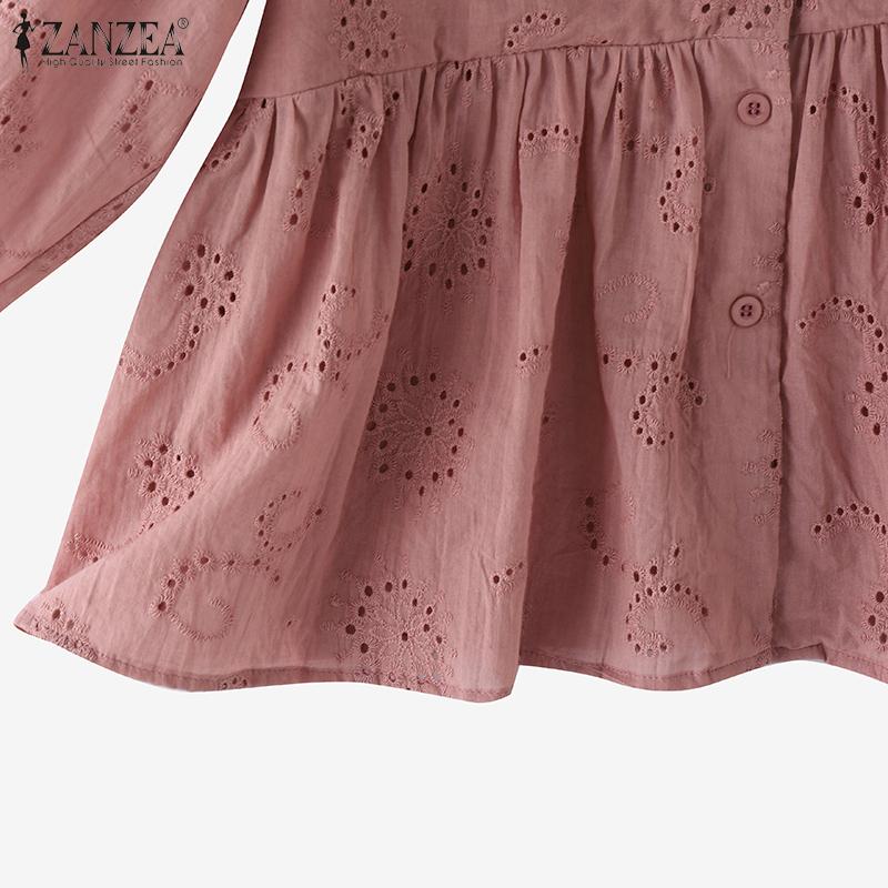 ZANZEA Женские летние кружевные рубашки с V-образным вырезом и рукавом-фонариком 3/4