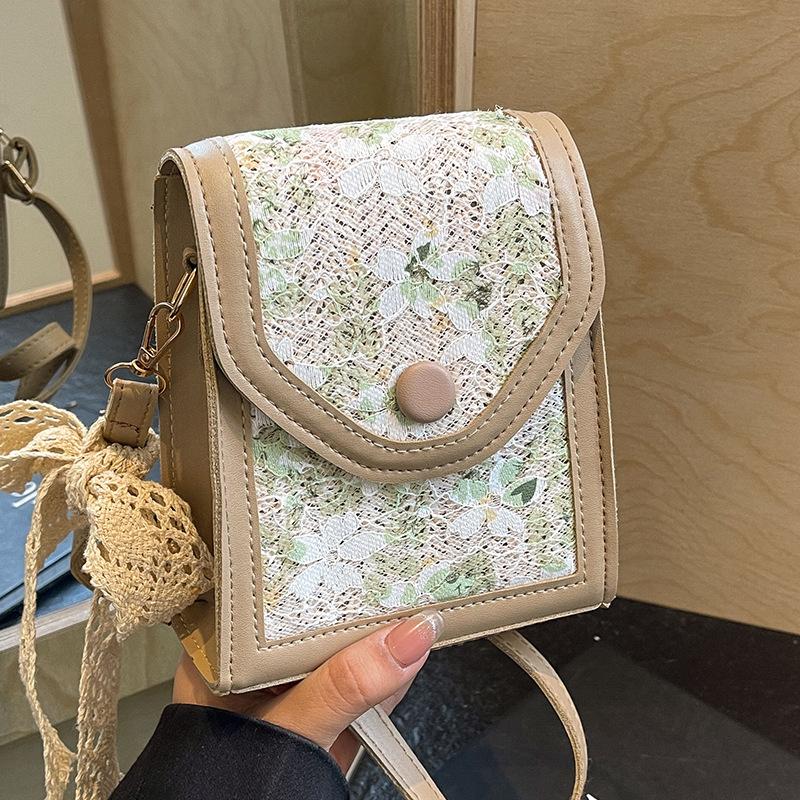 Straw Bag Female Crossbody Bag Small Fresh Lace Woven Bag