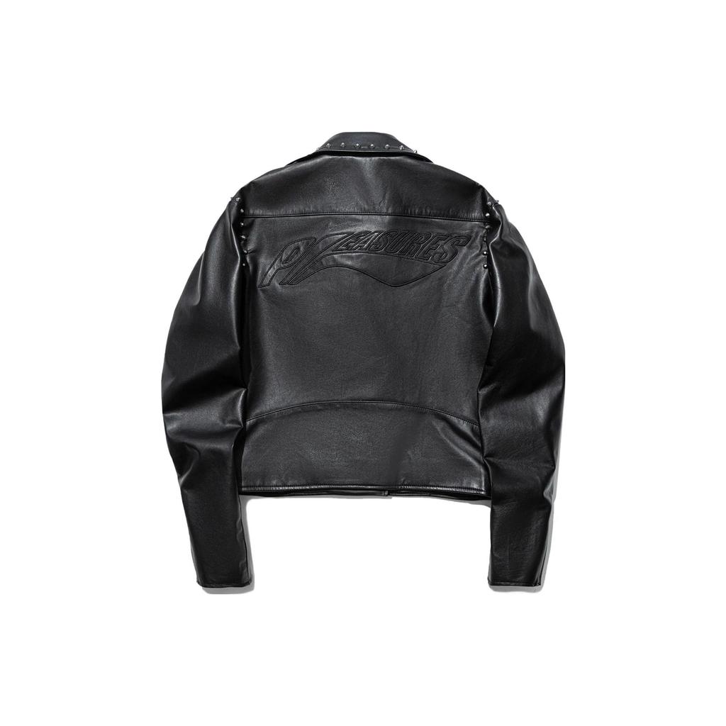 Коллаборация Li Ning X Pleasures Однотонная кожаная куртка приталенного силуэта Женская куртка Черная AJDT756-1