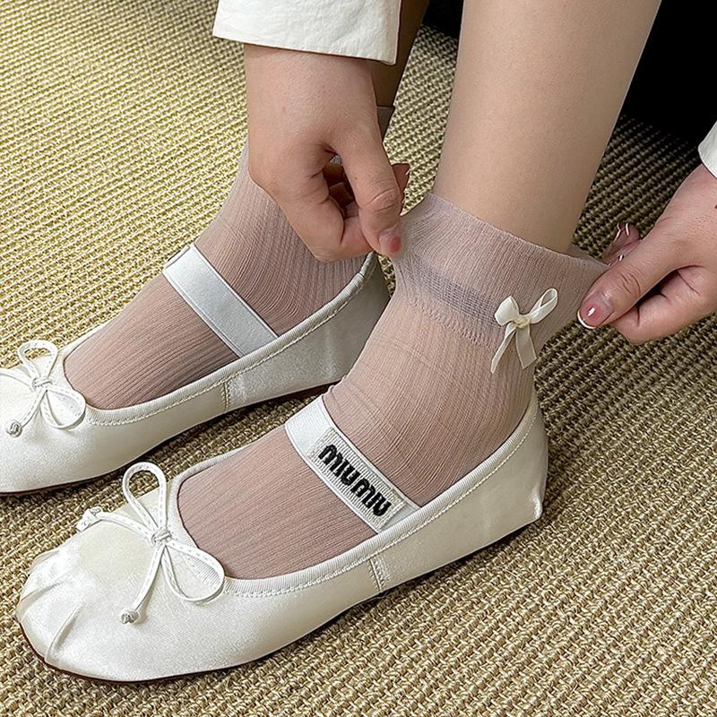 Summer Thin Socks Woman Black Bowknot Lace Low Tube Casual Cool Lolita White Socks for Women