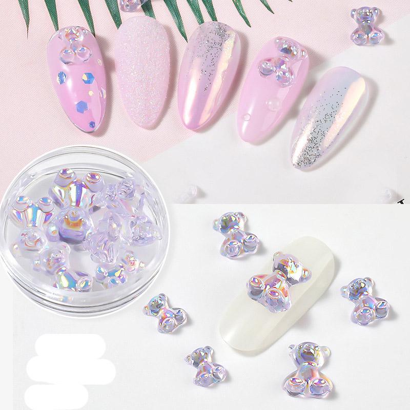 Конфеты с медведем для ногтей, силиконовое желе, резьба, трехмерный медведь, готовый цвет, аксессуары для маникюра с медведем