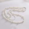 French Style Retro Faux Pearls Necklace Women Long White Three Layered Faux Pearls Luxury Sweater Necklace Jewelry Gift