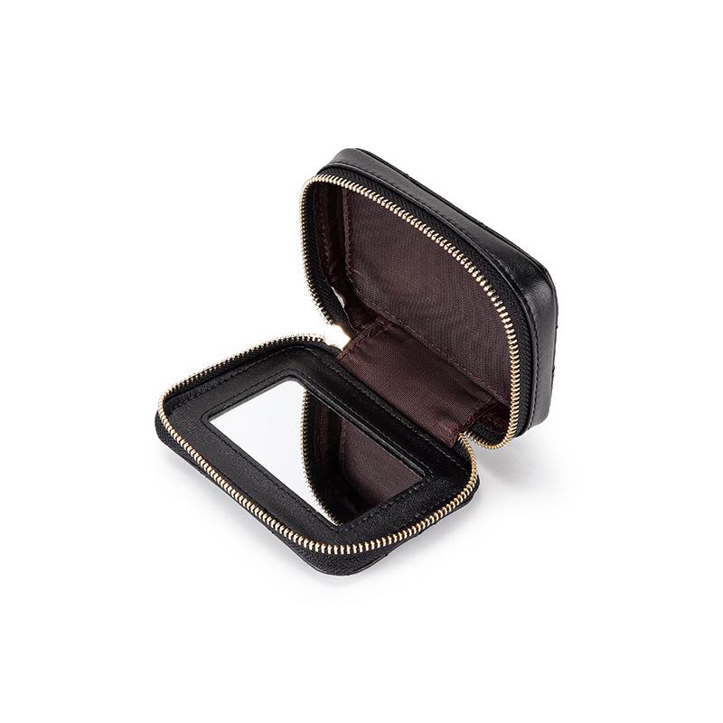 2022 Сумочка для помады из кожи высшего качества: Модная и портативная косметичка с зеркалом HD