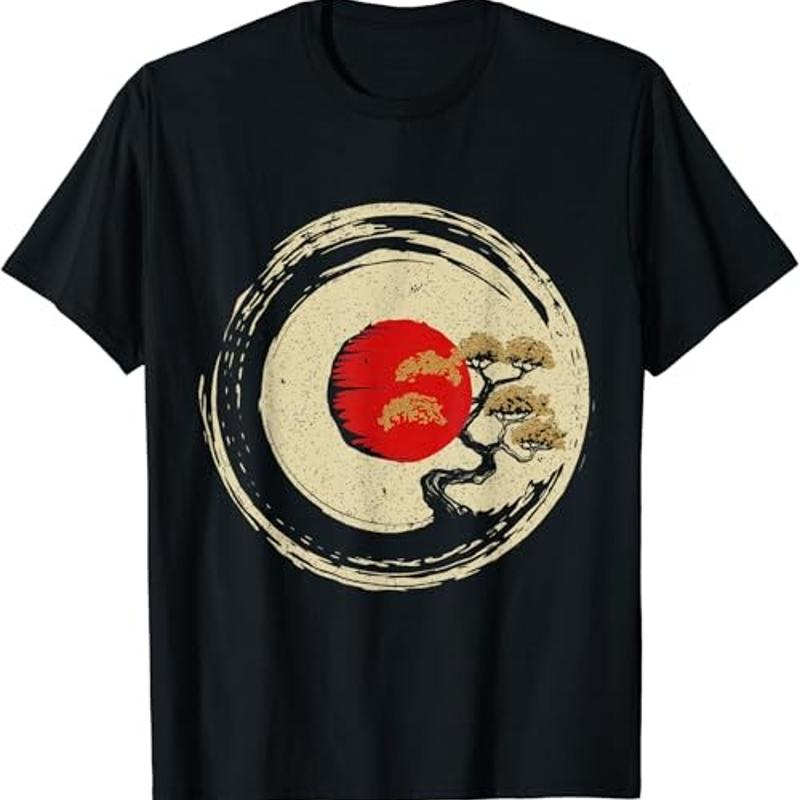 Arbre bonsa? en t-shirt japonais Zen bouddhiste Enso Circle