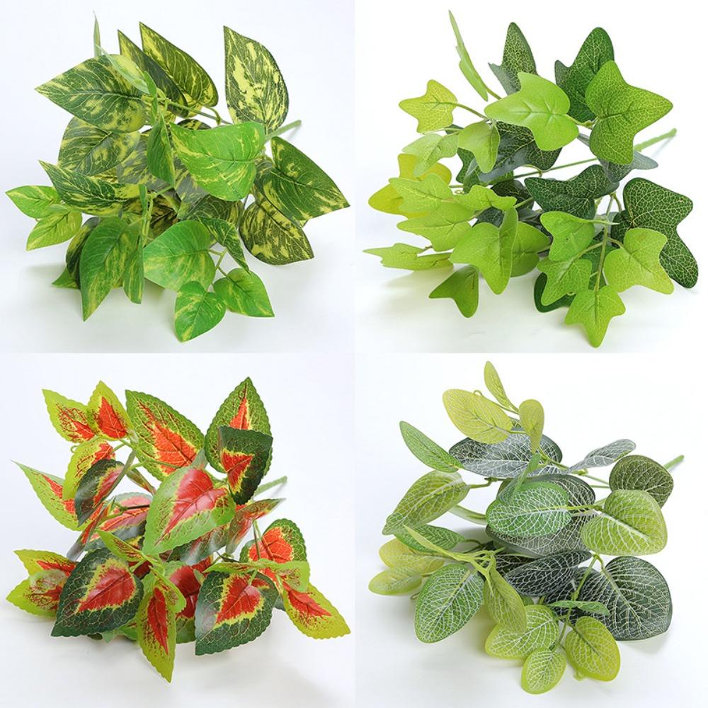 7 Голов Искусственные Листья Зеленого Растения Большое Искусственное Растение Украшение для Офисного Стола