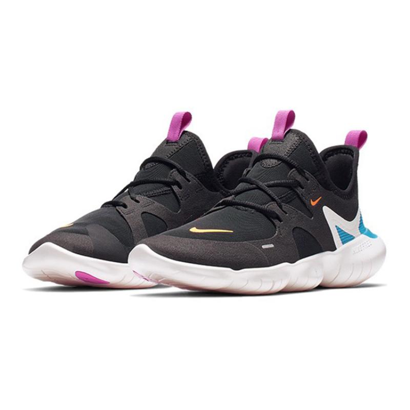 Nike Free RN 5.0 Износостойкие Низкие Детские Кроссовки для Бега Черные Белые Кроссовки AR4143-003