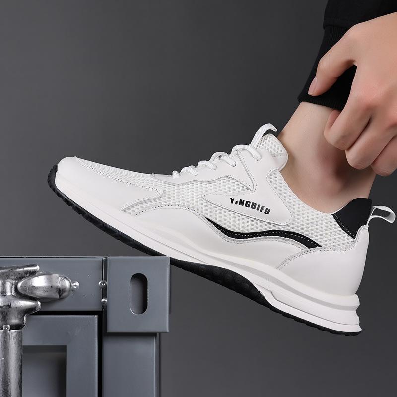 Летняя новая невидимая обувь для увеличения роста, повседневная дышащая сетка, мужские кроссовки для папы, маленькие белые кроссовки, повседневная универсальная мужская обувь