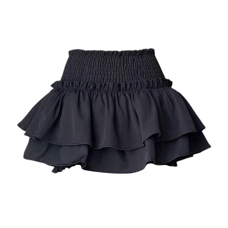 Ballet Style Ruffled Midi Skirt: Women's High Waist A-Line Puff Skort