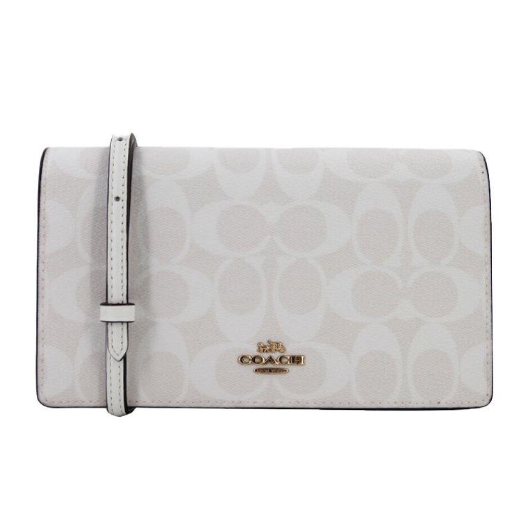 Coach Сумка через плечо Anna 20 с клапаном, холст и кожа, женская, цвет Glacier-White 3036-IMRFF