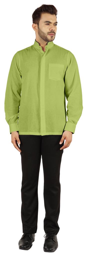 BestMan Однотонная рубашка с длинным рукавом для мужчин с двойной планкой на пуговицах спереди и китайским воротником