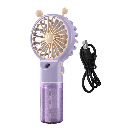 Spray Fan Cartoon Snail Design Silent Motor Mini Handheld Tabletop Fan with Water Mist Cooling USB Rechargeable Handheld Fan