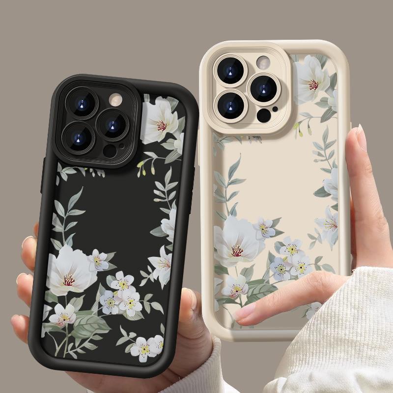 Чехол для телефона с цветочным принтом для iPhone 16 15 Pro Max 14 Plus 13 Pro 12 11, противоударный, мягкий, с защитой объектива