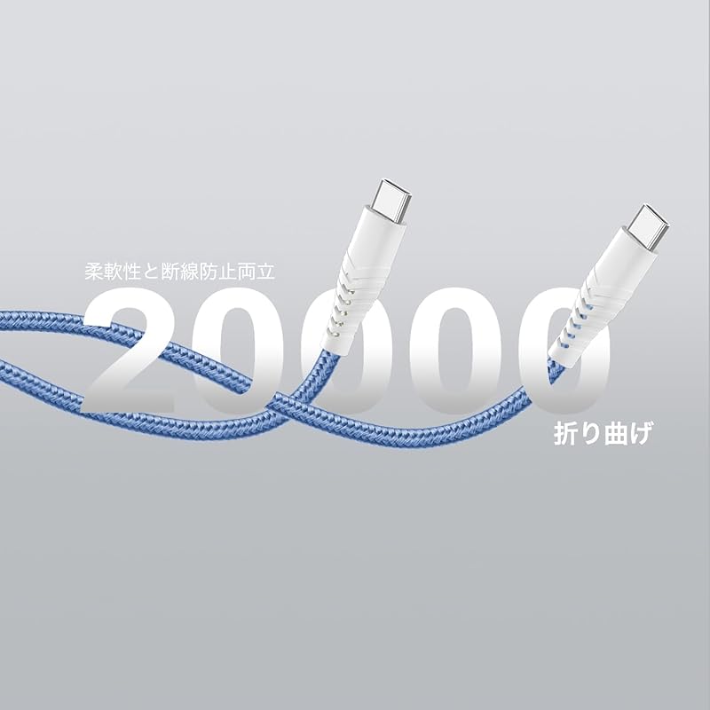 Acbands USB Type C Cable [Set of 2 / 1m+1m Blue] 60W PD Compatible Heavy Duty Braided Cable USB-C&USB-C Taipushi Rapid Cable