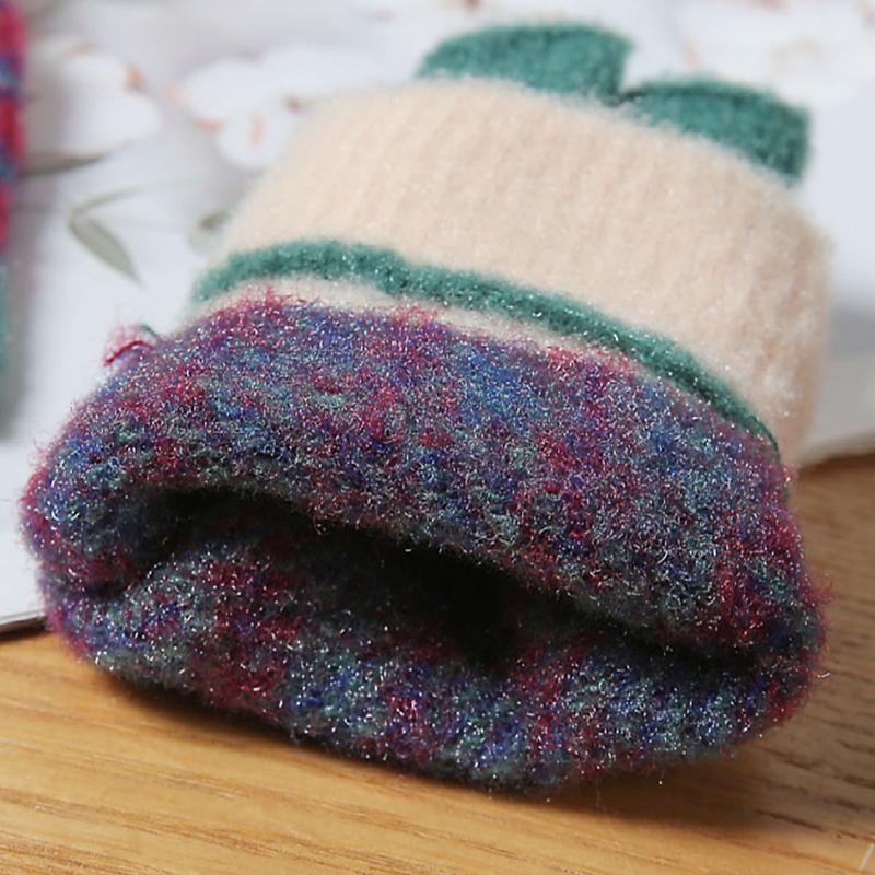 Female Checkerboard Winter Half-Finger Gloves Warm Half Open Finger Korean Version Student Writing Winter Typing Computer