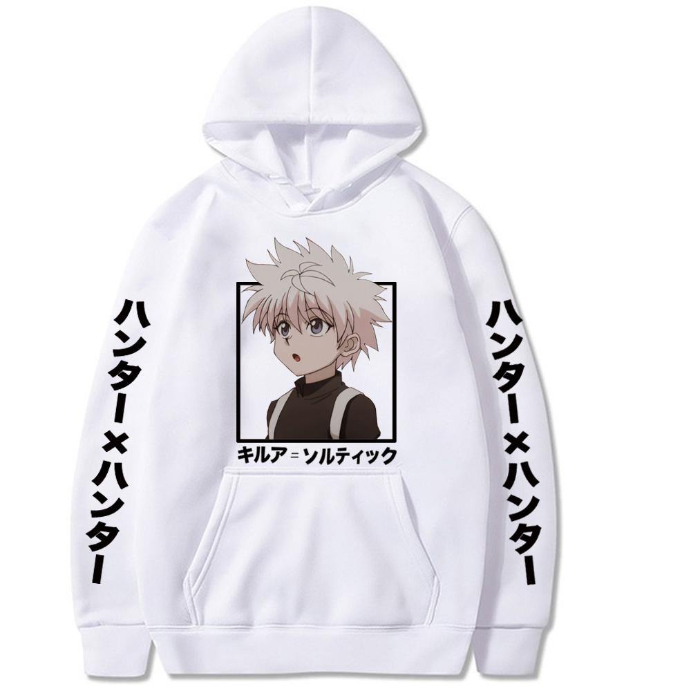 Мужская толстовка Anime-hunter, Принт с кадром из аниме Killua, Графика с вертикальным японским рукавом, Плотная флисовая толстовка-пуловер для спорта и повседневной носки