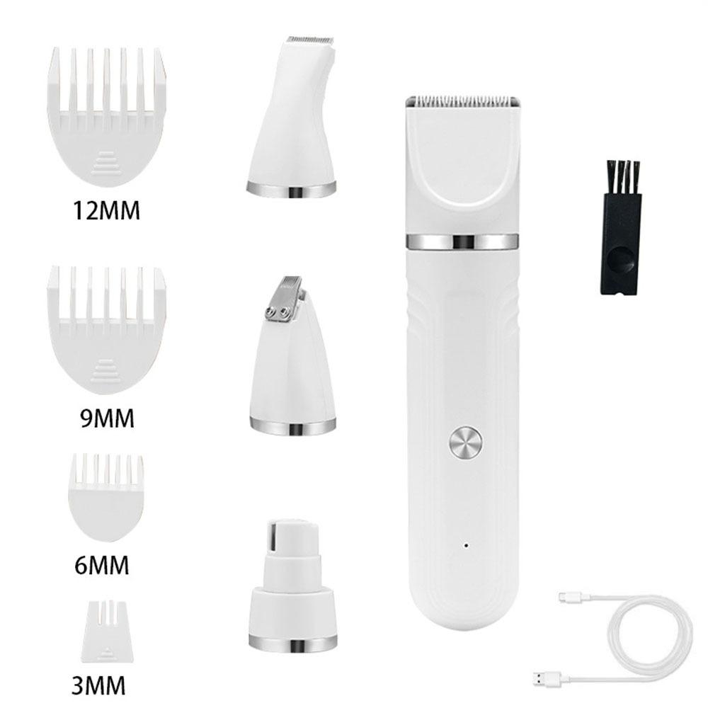 Usb Rechargeable 4 In 1 Electric Pet Hair Shaver With 4 Blades High Power Low Noise Dog Cat Hair Clipper Grooming Tool