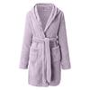 Winter Hooded Home Plush Pajamas Solid Color Warm Bathrobe Women