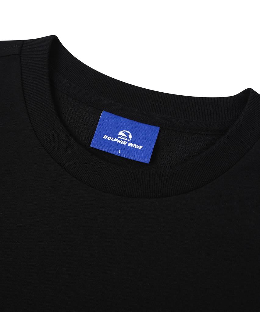 DOLPHIN WAVE APPAREL [Набор] Черная футболка с длинным рукавом и логотипом-аркой дельфина и Шорты с одной складкой и логотипом-аркой, меланжево-серые