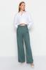 Women's Trousers Fashion New Season Dark Green Wide Leg Wide Leg Pleated Woven Trousers