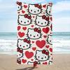 Hello Kitty Красное Сердце Пляжное Полотенце Односторонний Принт Мягкое Микрофибровое Пляжное Полотенце Бассейн Пляж Отпуск Аксессуар Милый Прекрасный Подарок
