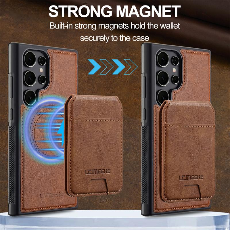 Кошелек Magsafe 2 в 1 Кожаный чехол для телефона для Samsung Galaxy S26 S25 S24 S23 S22 S21 Ultra Plus S20 FE Магнитный держатель для карт Чехол