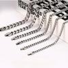 5/6/7/8/9/11/13/15MM Stainless Steel Six-sided Cuban Bracelet Necklace Jewelry Buckle Domineering Men's Punk Hip-hop Jewelry