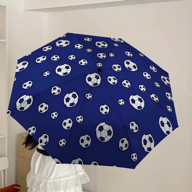 1pc Soccer Ball Pattern Umbrella with Plastic Handle,Suitable for All Seasons Home Travel Outdoor UmbrellaDD366