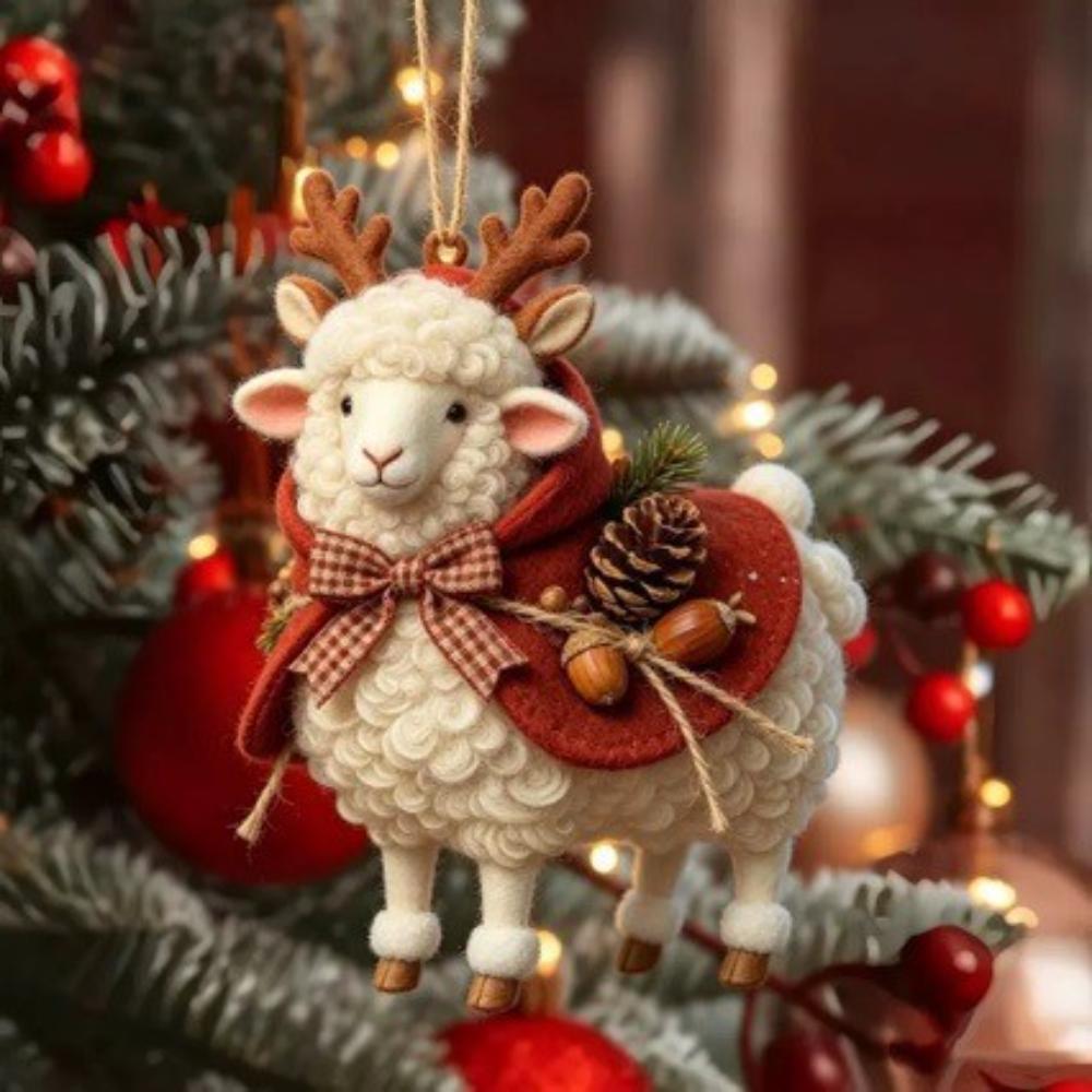 2D Sheep Ornament Cartoon Hanging Christmas Decoration Holiday Decor Party Holiday Decoration