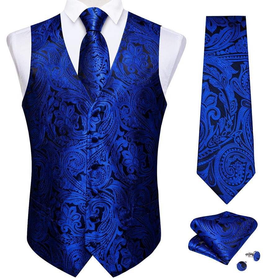 Pink Paisley Mens Waistcoat Silk Vintage Vest Suit Tie Set Dinner Event Casual
