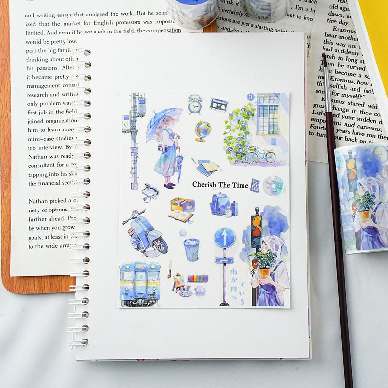 ПЭТ Лента Прекрасное Время Серии Садовый Пейзаж Рисунок Персонажа Ручной Аккаунт Пейзажная Лента DIY Поздравительная Открытка Украшение Чашки