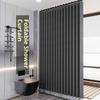 Linen-Look Folding Shower Curtain - Waterproof & No-Hole Bathroom Partition for Tub/Shower Easy Install Privacy Screen