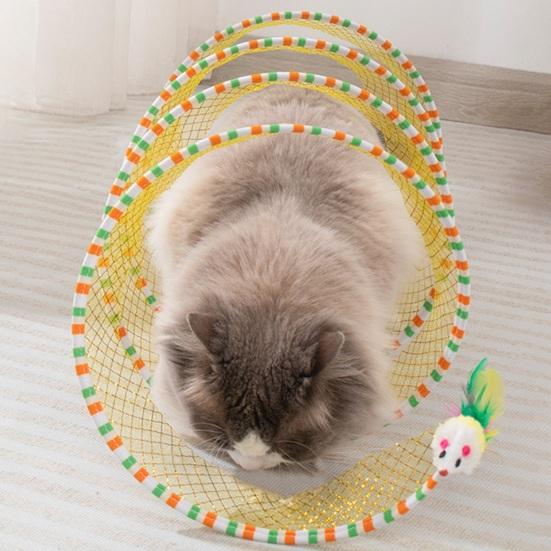 Cat Tunnel Toy Foldable Interactive Self Play Cat Hunting Spiral Tunnel Toy with Plush And Feather Toys for Indoor Cats