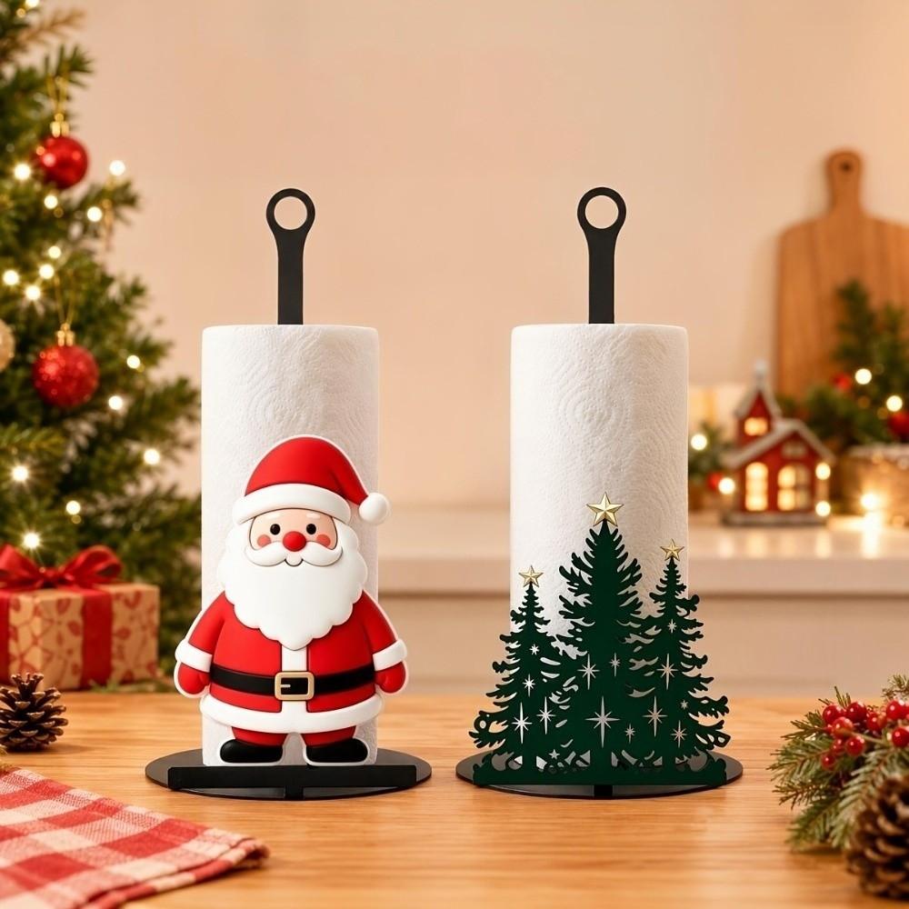 Rust-Resistant Christmas Acrylic Paper Towel Holder Christmas Tree Paper Rack Bathroom