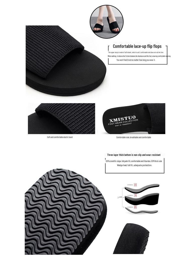 «Парные пляжные тапочки для родителей и детей»: Женские и детские шлепанцы на танкетке с толстой подошвой