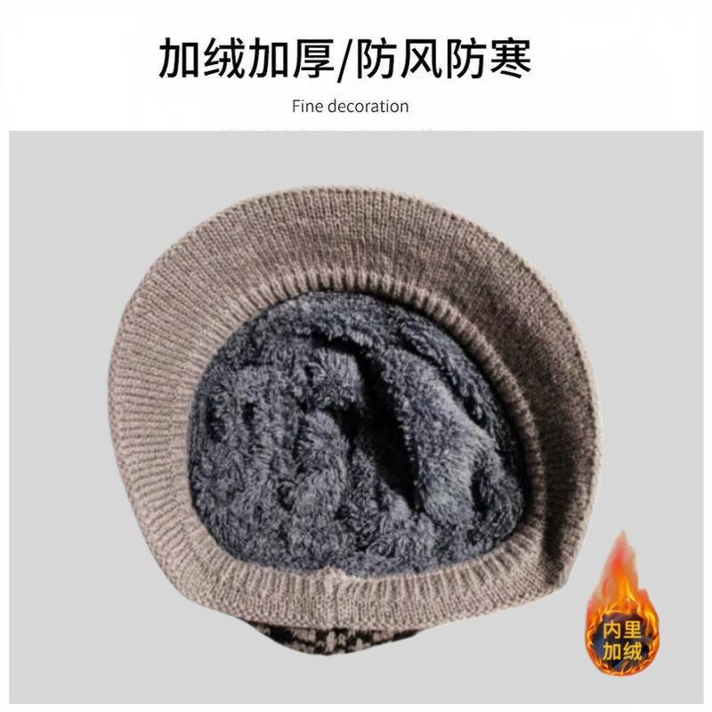 Middle-aged and elderly hats women's autumn and winter fashion warm mother ear protector basin hat fleece bucket hat cold-proof knitted wool hat