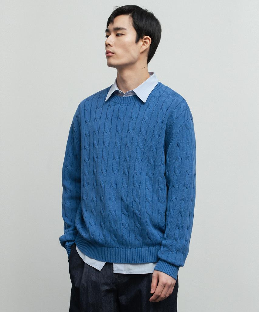 BLANKROOM Cable Knit_Denim Blue