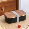 Hot Selling INS Wood Grain Double Layer Plastic Lunch Box Microwave Oven Adult Lunch Box Bento Box Lunch Box
