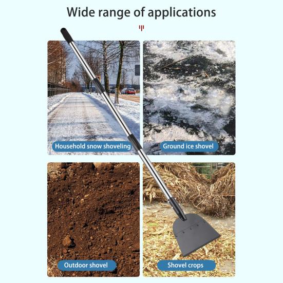 Плоская лопата для снега, скребок для льда, 55 дюймов, стальной измельчитель снега и льда с 3-секционной ручкой, инструмент для удаления льда с газона, кромки подъездной дороги, прополки