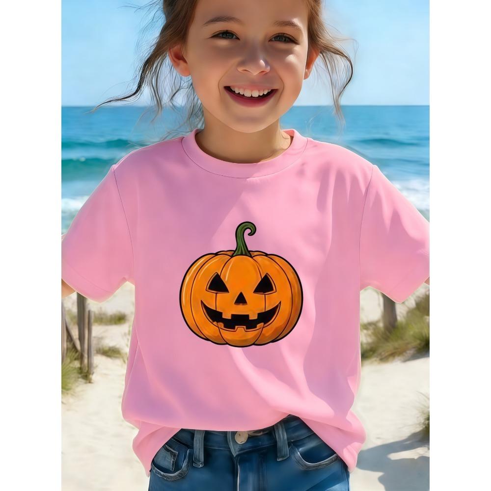 Kids Classic Jack O Lantern Pumpkin Graphic Tee Boys Girls Family Matching Short Sleeve Halloween Holiday Casual Daily T Shirt
