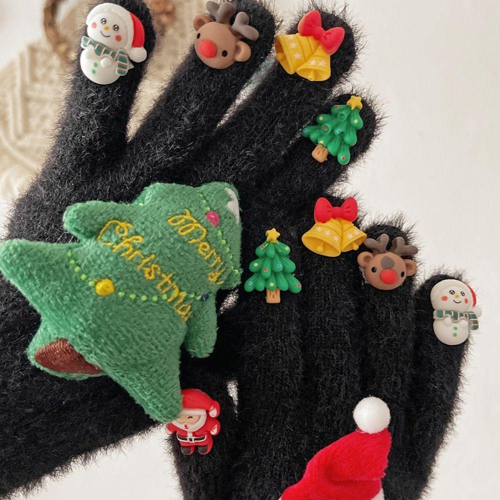 Cartoon Christmas Gloves Thicken Five Finger Gloves Cute Xmas Winter Gloves Christmas Festival