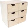 Creative Deco Petite Commode Bois | 6 Tiroir | 28,5 X 20 X 28,5 Cm | Organisateur | Rangement Bureau Organisateur