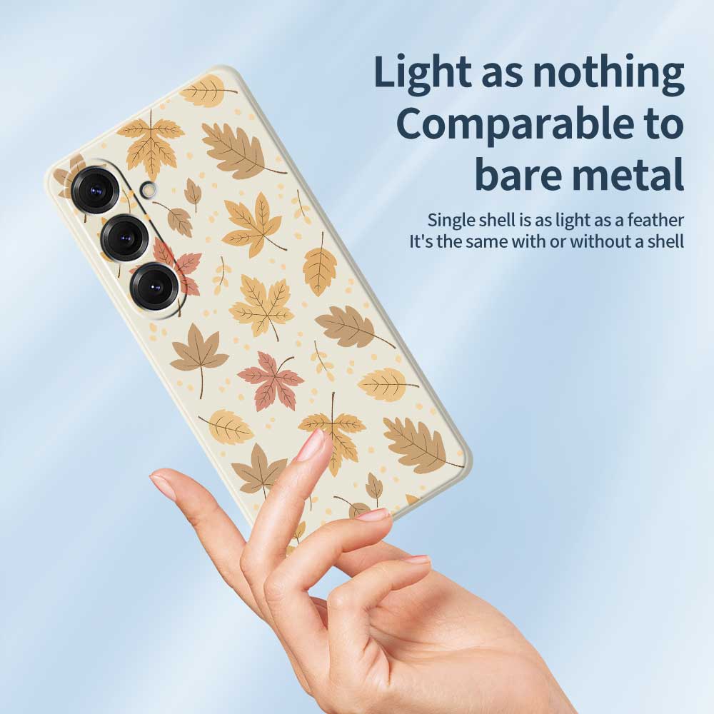 Для Samsung Galaxy S25 Чехол с принтом в виде листьев Прямой край ТПУ Задняя крышка для телефона