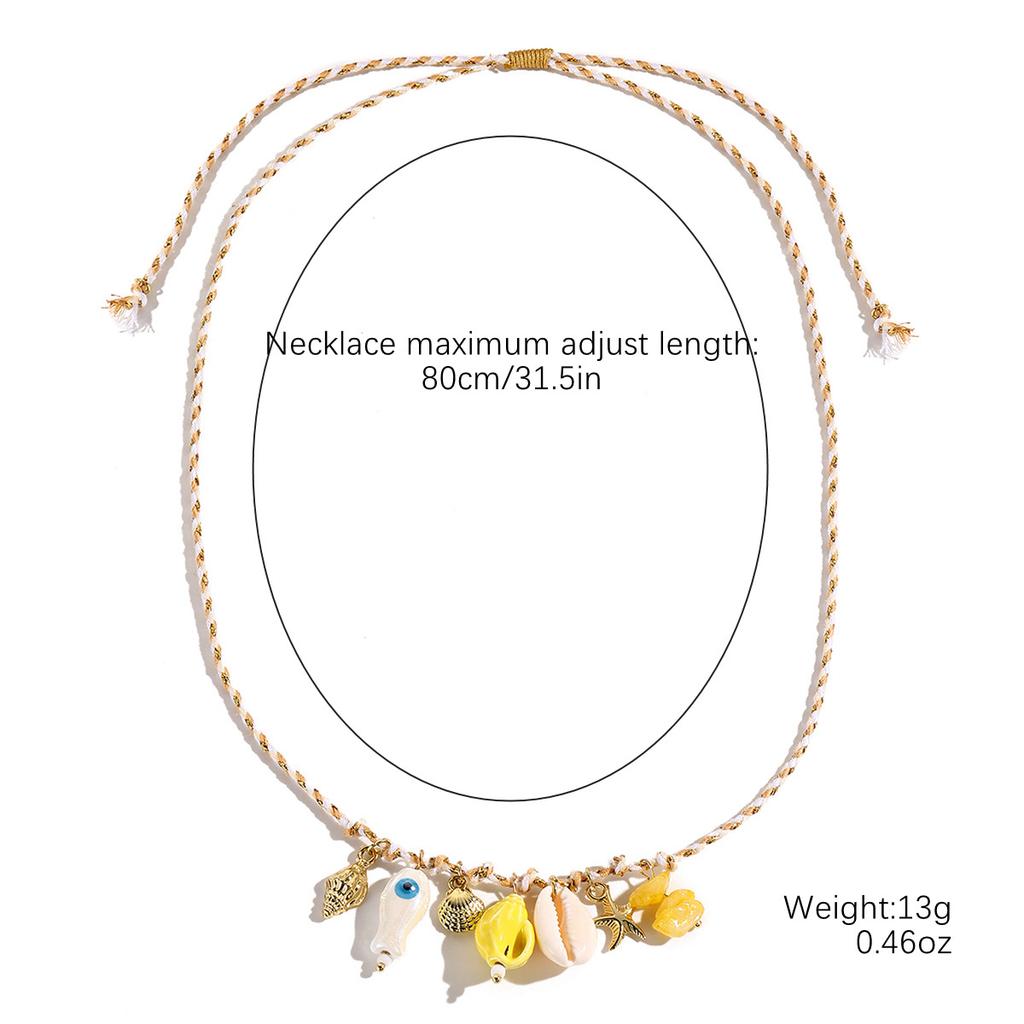 Аксессуары Цветная веревка плетеная летняя бижутерия Ракушка морская звезда керамическая подвеска Допамин летнее ожерелье