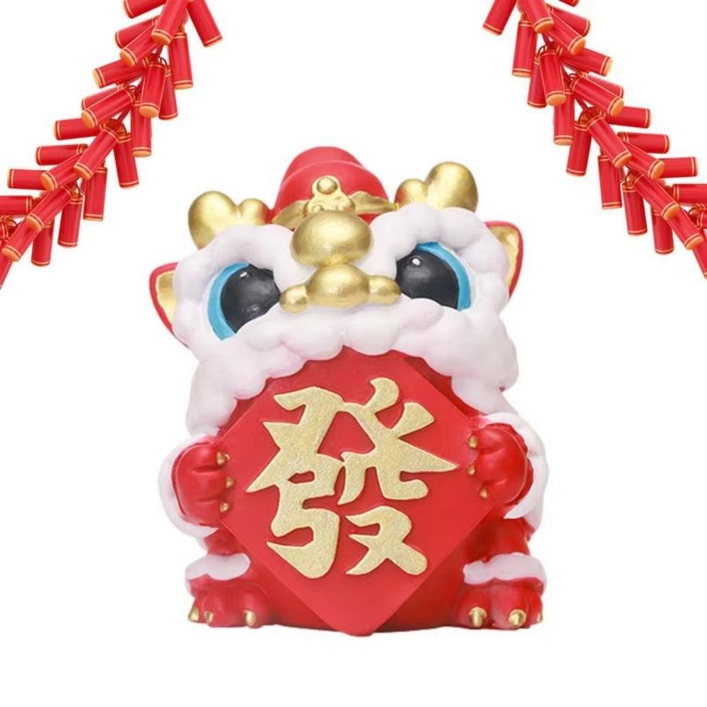 Chinese Style Cute Lion Ornament Cartoon Lucky Dancing Lion Model  Spring Festival Decor